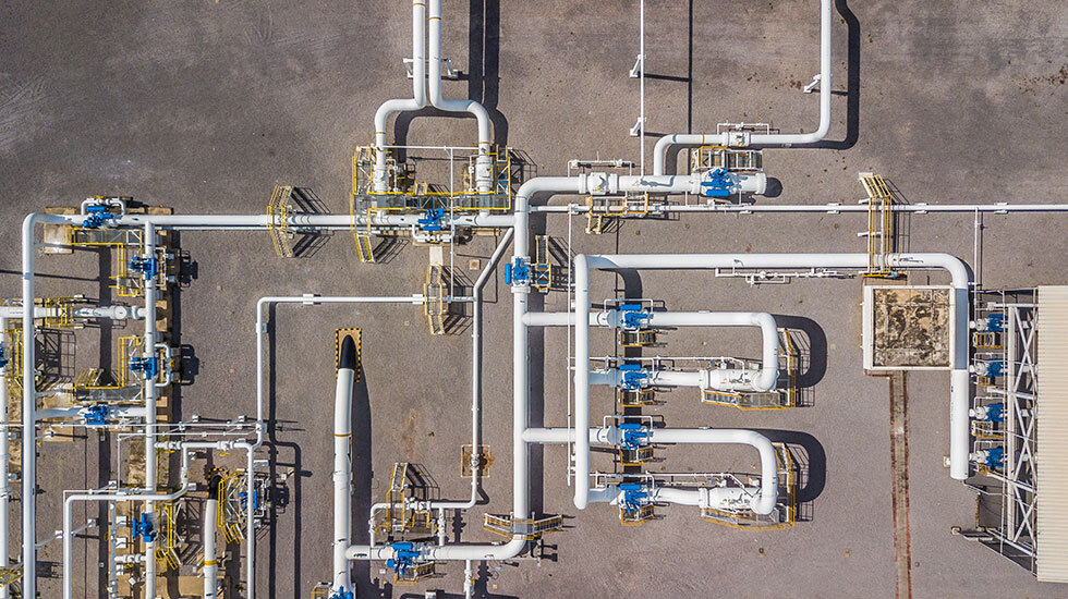 Aerial shot of gas pipes