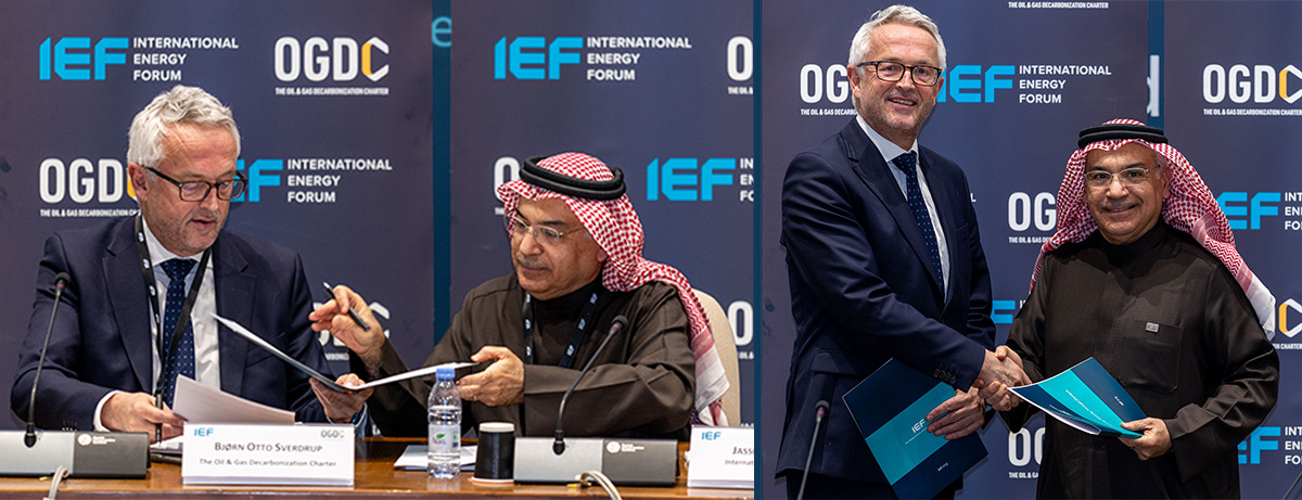 IEF's Jassim Alshirawi and OGDC's Bj&oslash;rn Otto Sverdrup sign MoU