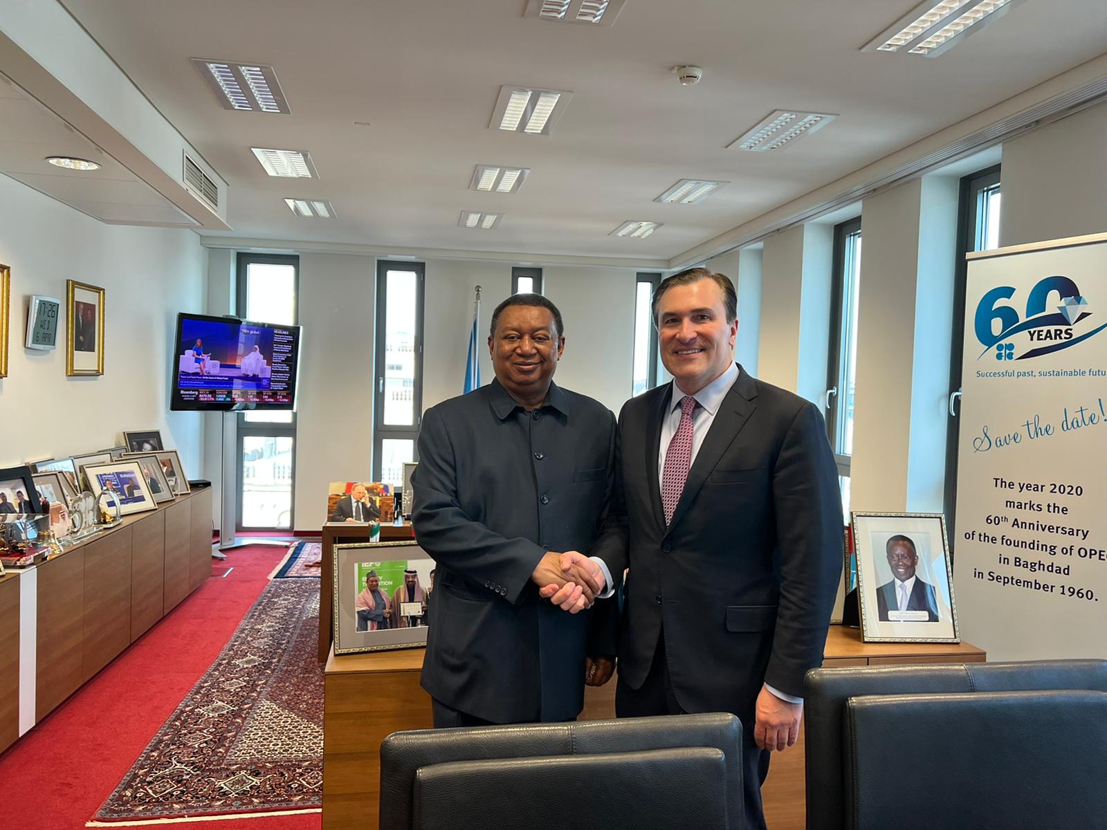 IEF SG Joseph McMonigle with OPEC SG Mohammad Barkindo