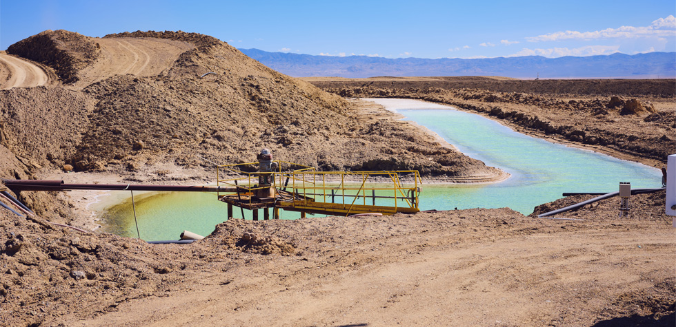 Photo of a lithium mine and lake
