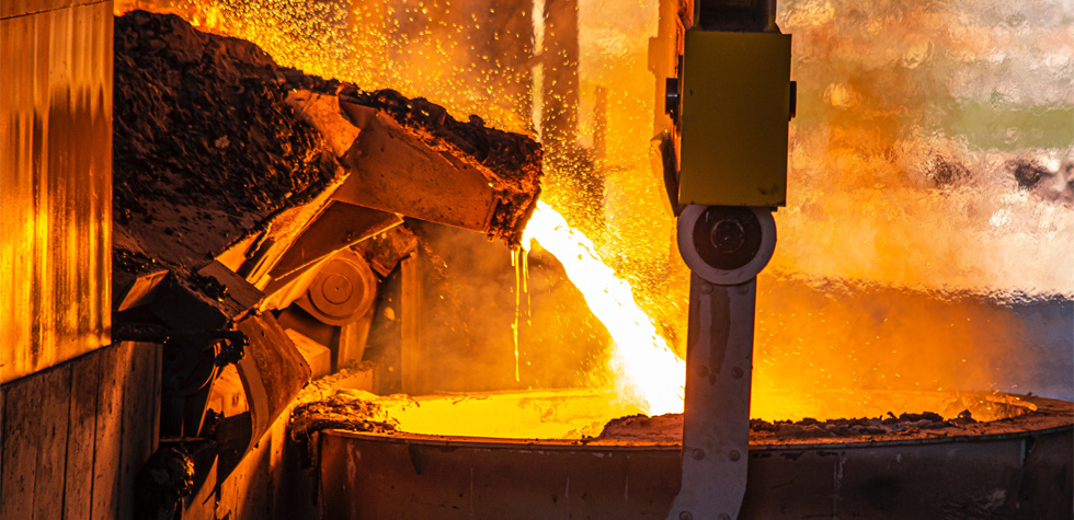 Photo of molten steel being poured