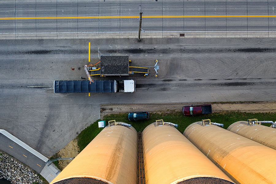 Aerial view of a coal lorry