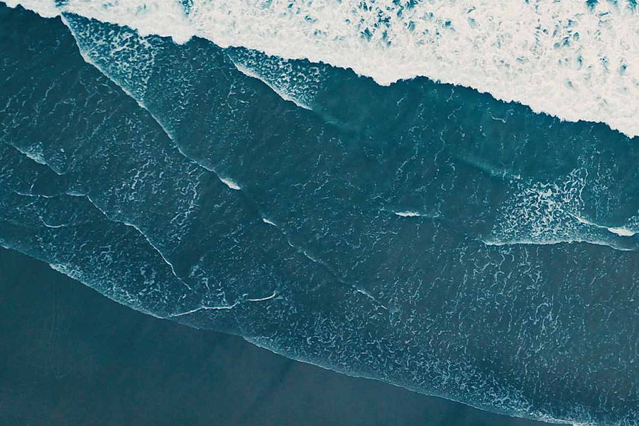 Aerial shot of waves