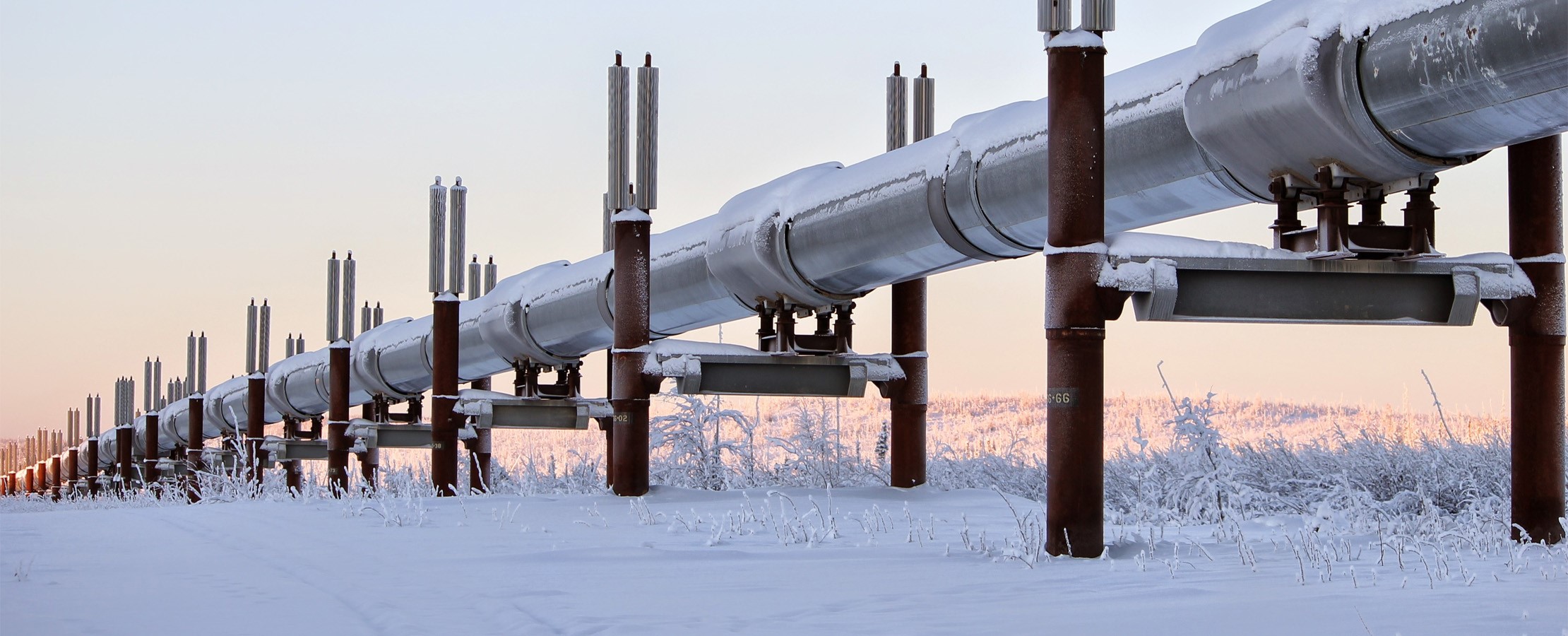 Overground pipeline in the snow